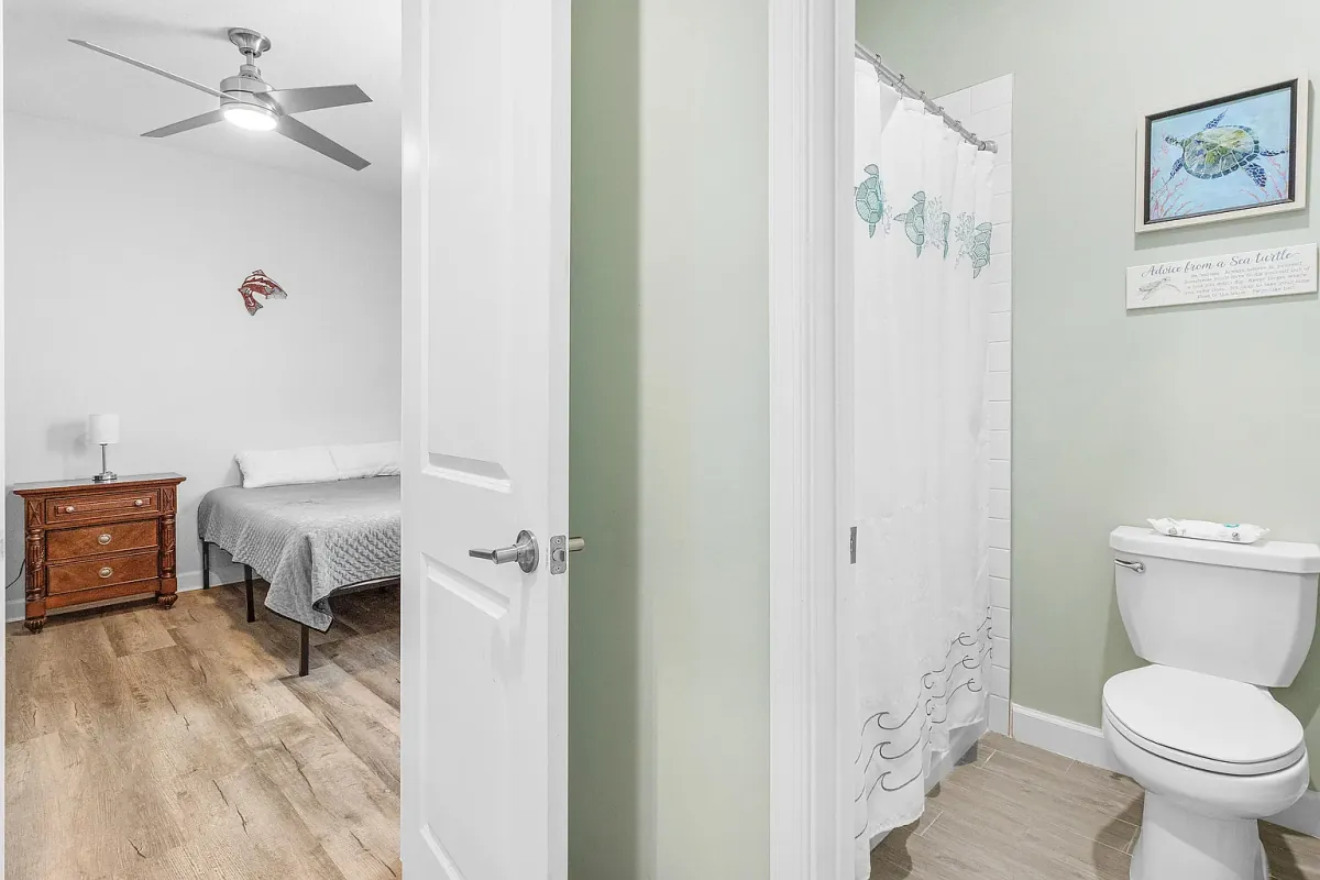 Bedroom with its adjoining full bathroom