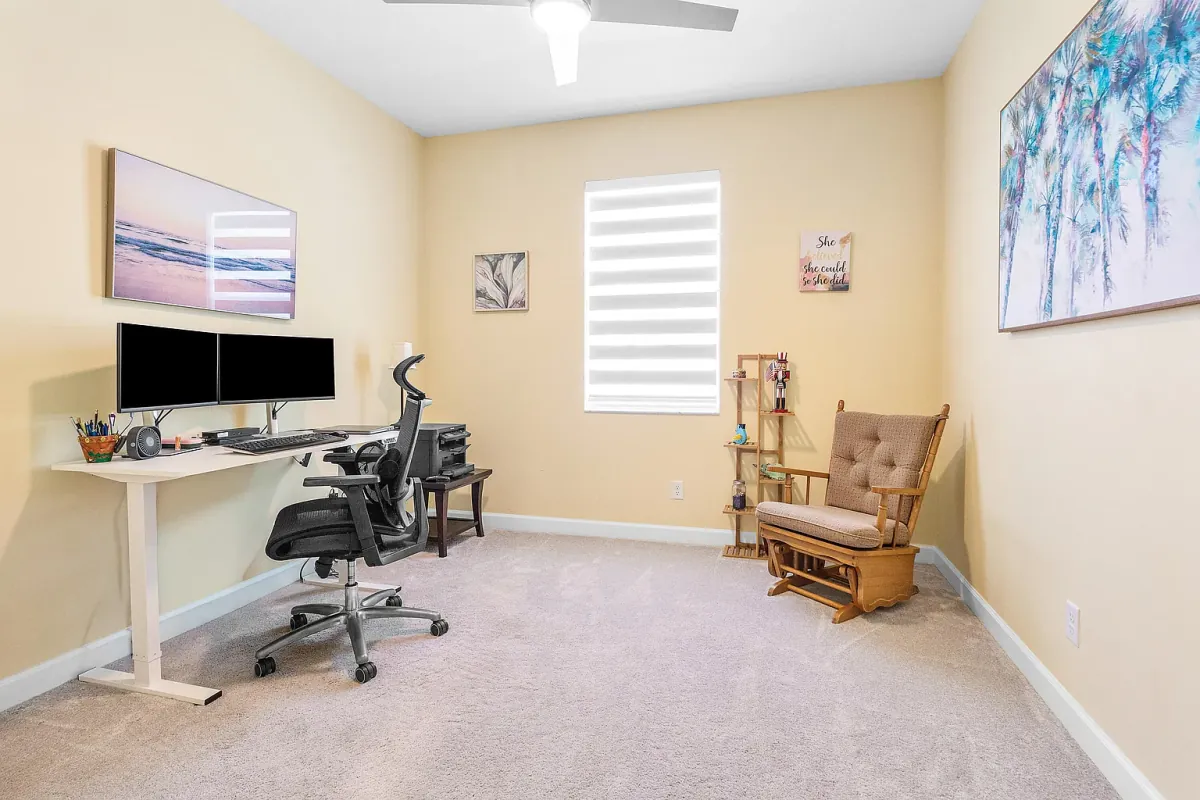 Flex room in use as a home office and workout space